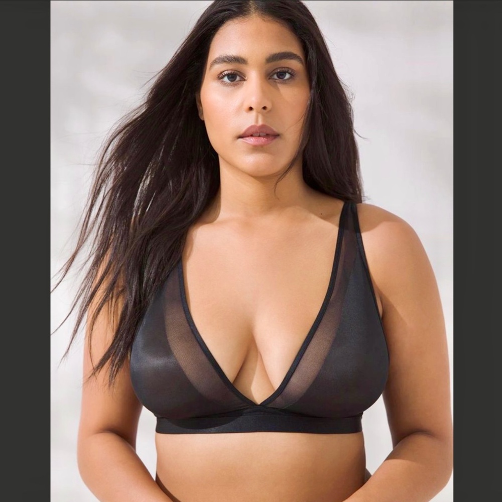 Unlined Mesh Plunge Bra
